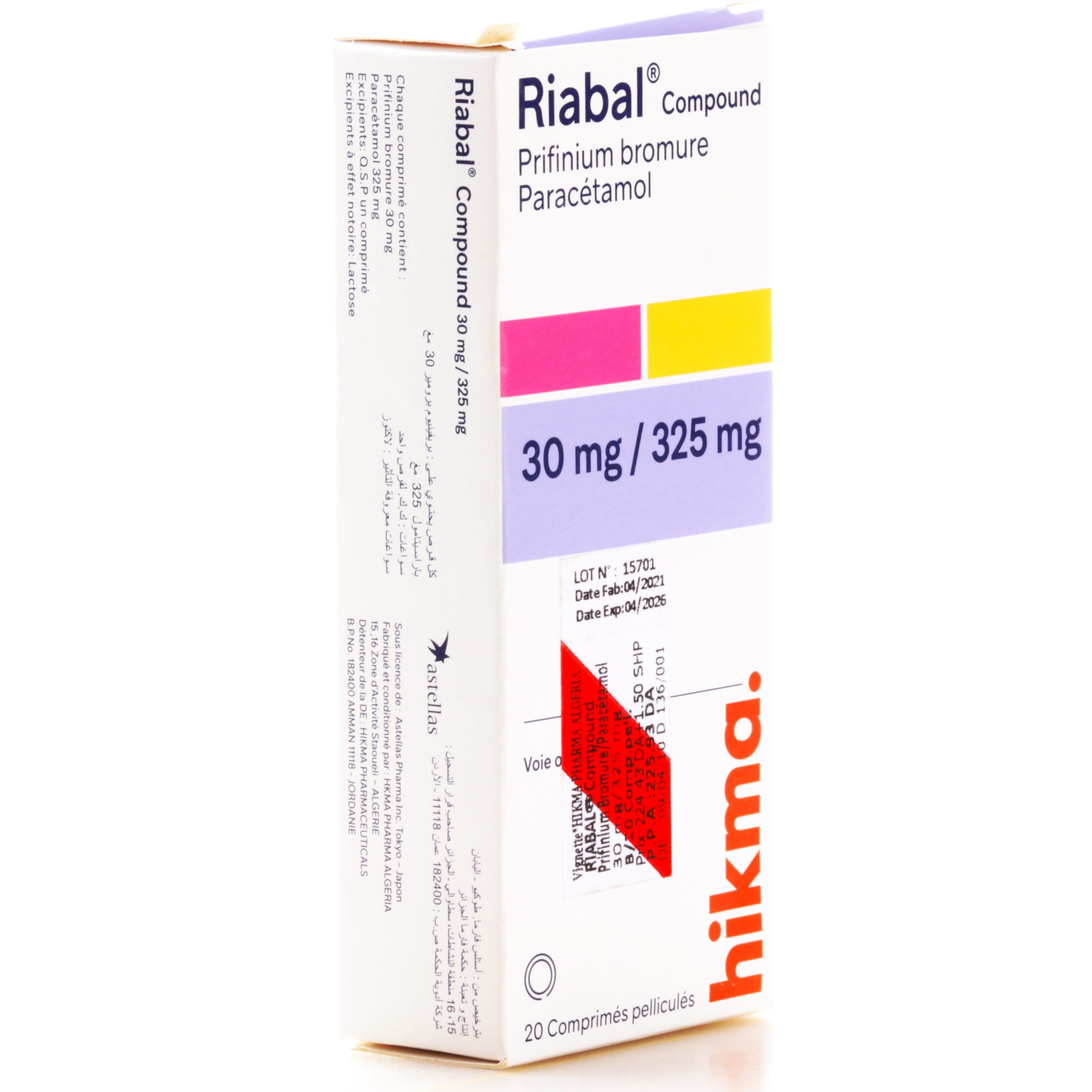 RIABAL COMPOUND 30MG/325MG COMP. PELLI. B/20 – Pharmaconect